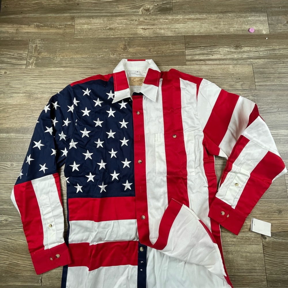 Scully Men's Red, White, and Blue Flag Shirt